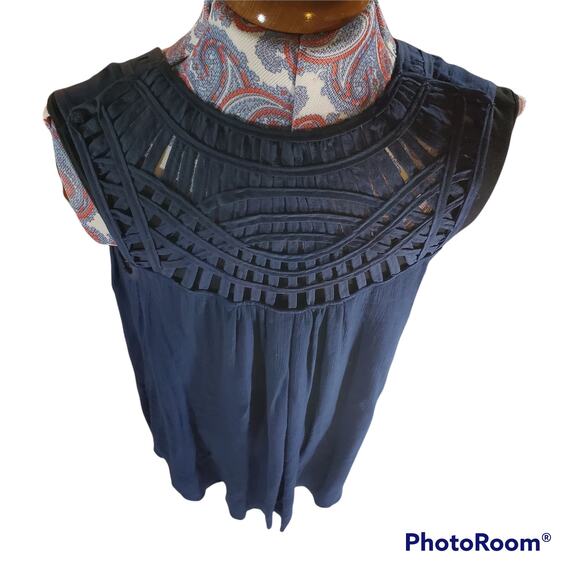 B Collection By Bobeau | Navy Blue Sleeveless Vest with Strap Detail | Size S - Picture 6 of 7